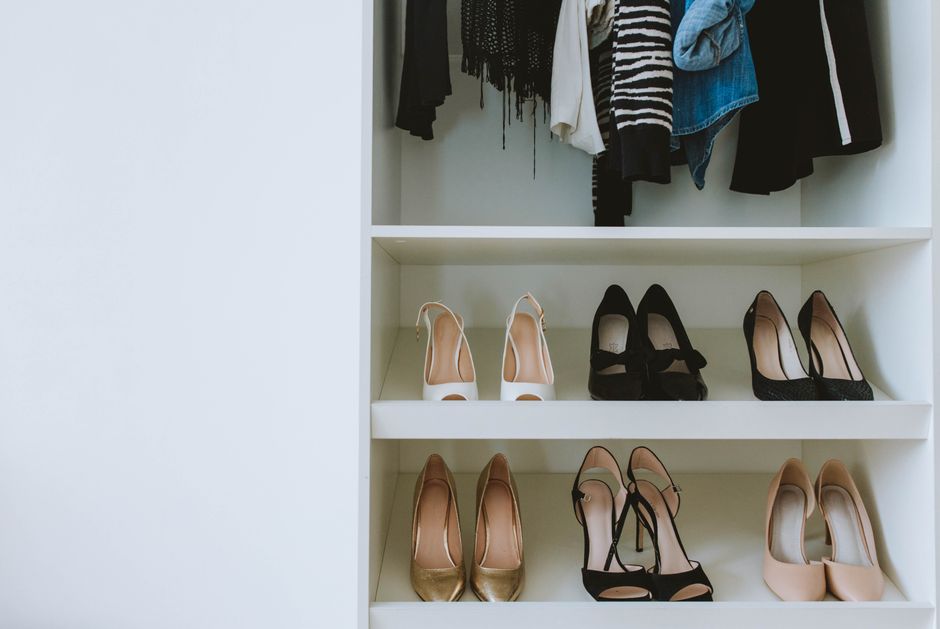 Organized luxury walk-in closet with custom shelving