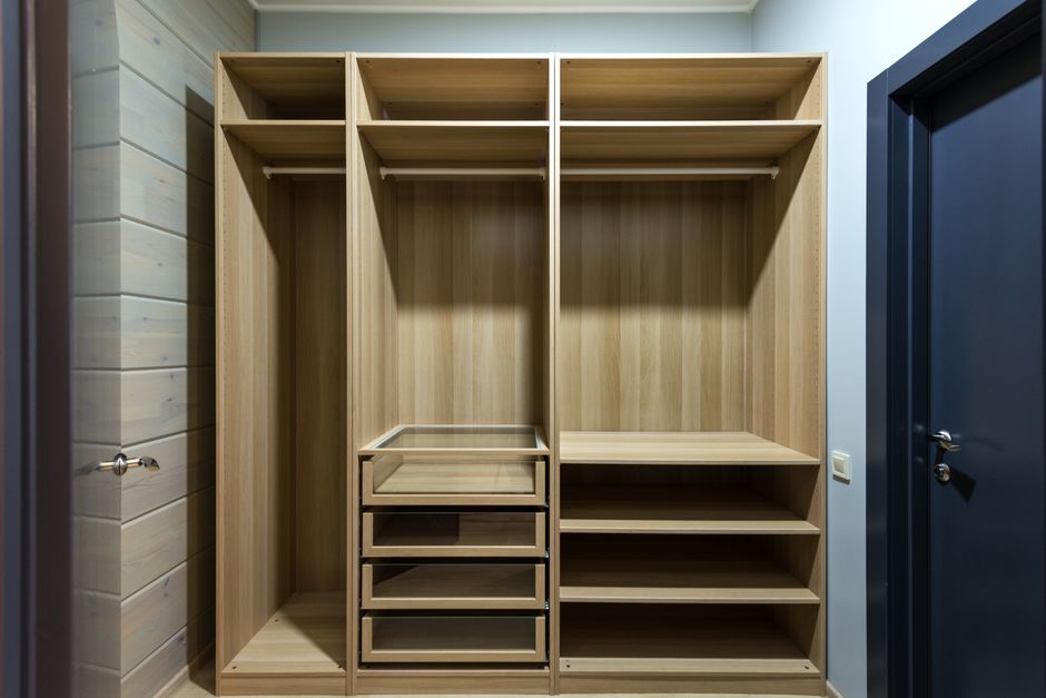 Modern wooden wardrobe and drawers